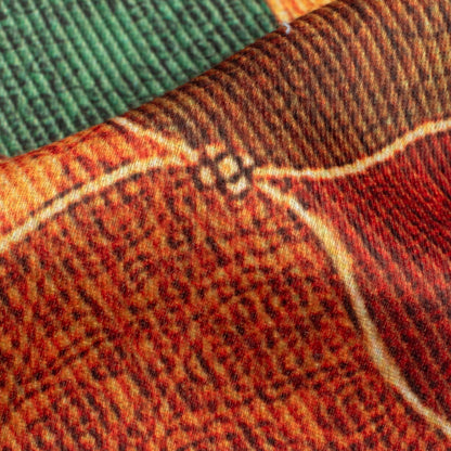 Ochre Orange And Maroon Trellis Pattern Digital Print Poly Glazed Cotton Fabric