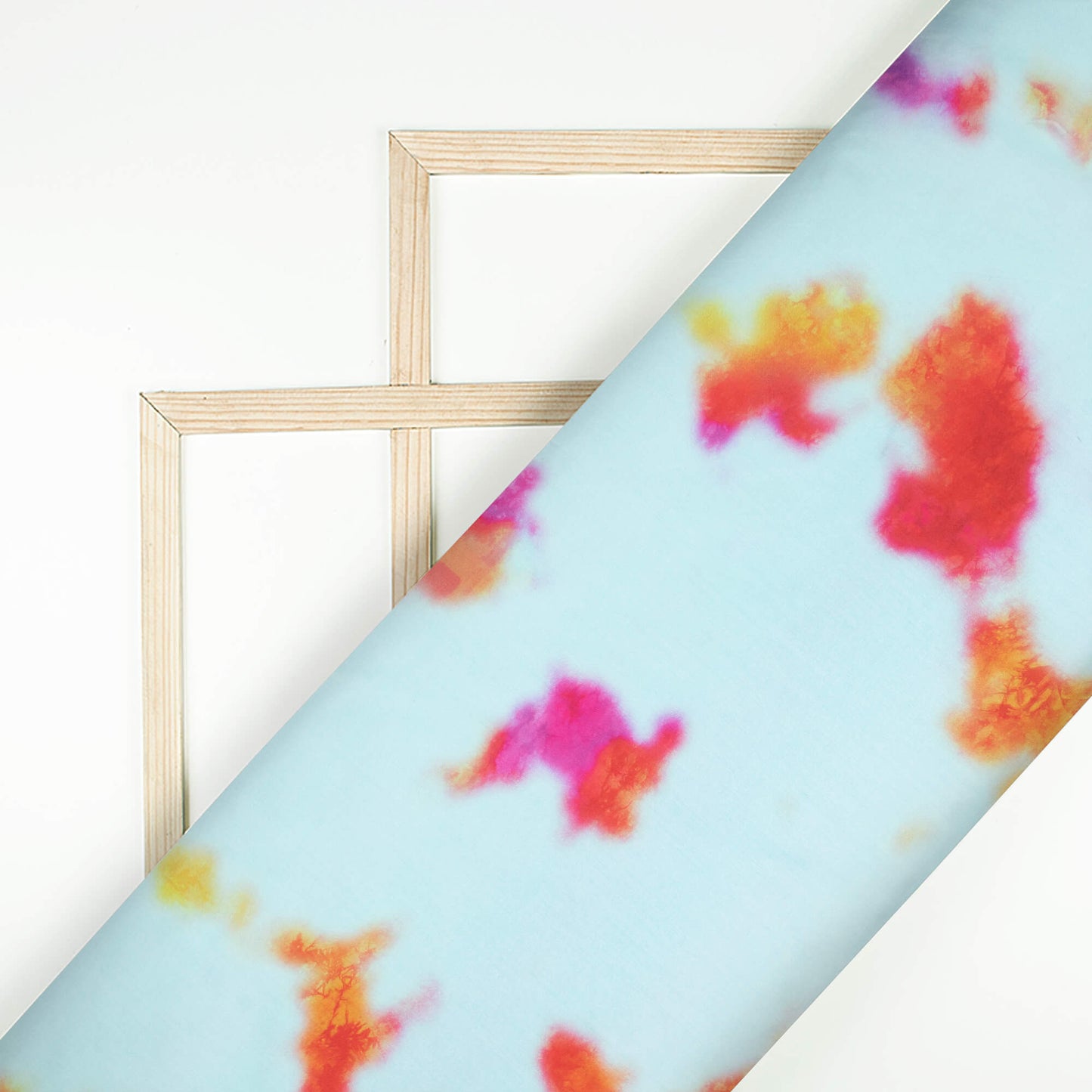 Light Blue And Magenta Pink Tie & Dye Pattern Digital Print Poly Glazed Cotton Fabric