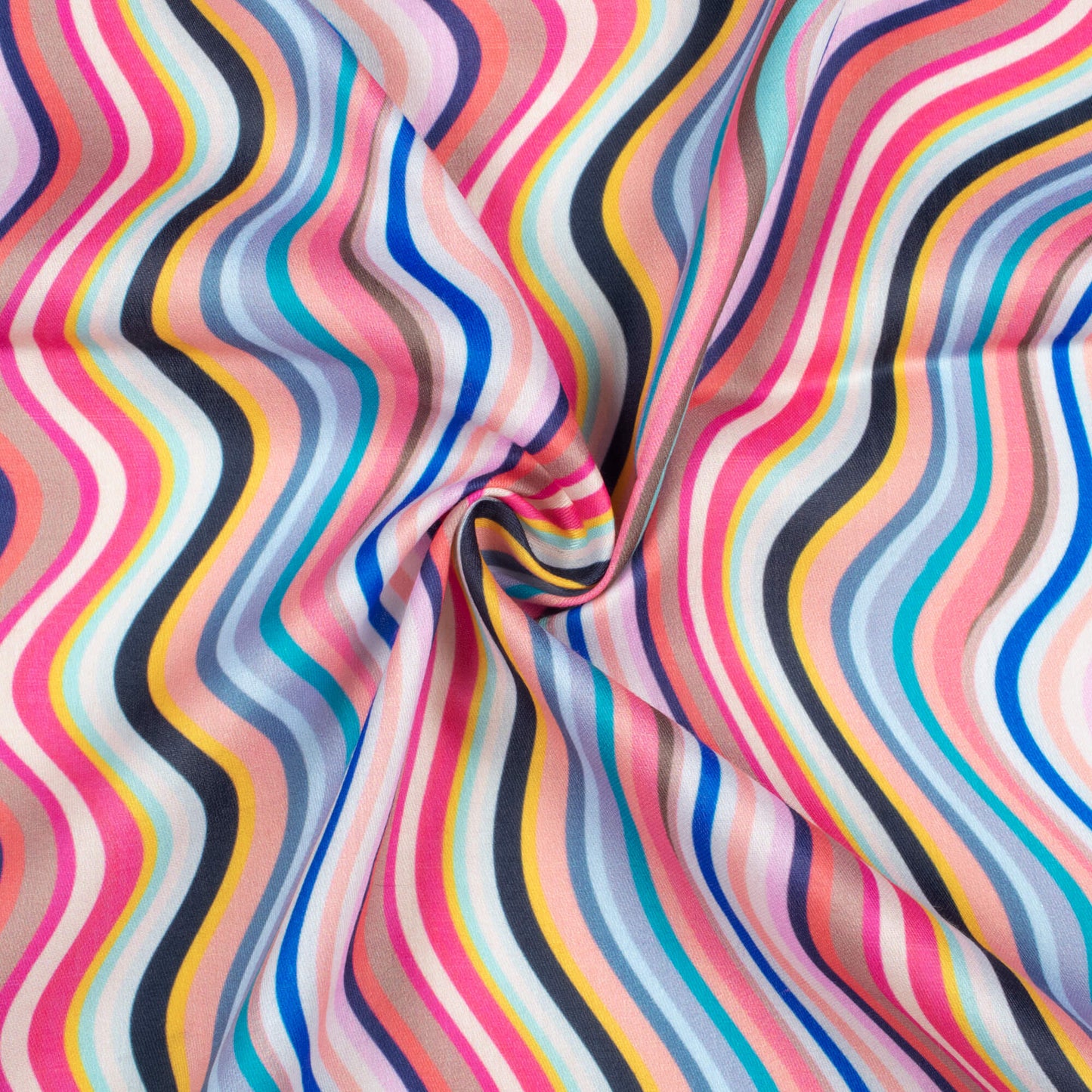 Taffy Pink And Blue Chevron Pattern Digital Print Poly Glazed Cotton Fabric