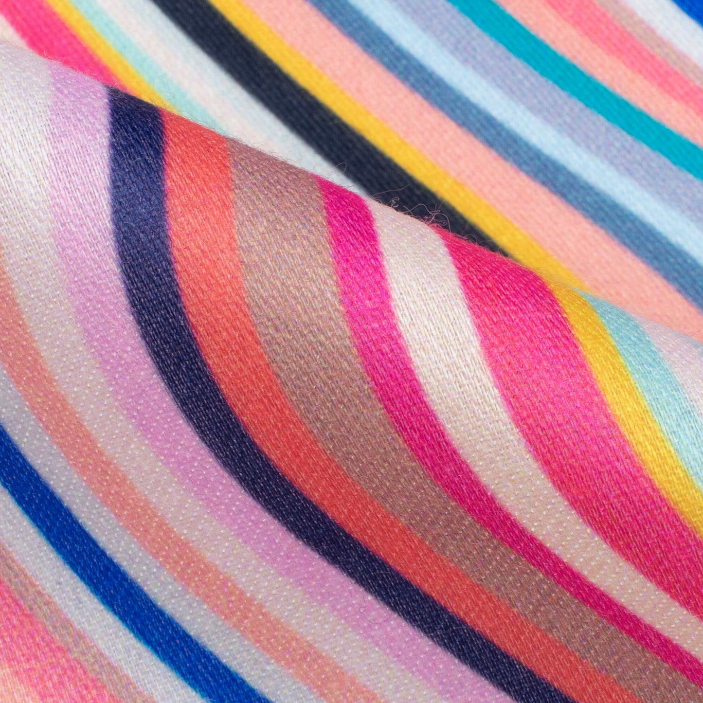 Taffy Pink And Blue Chevron Pattern Digital Print Poly Glazed Cotton Fabric