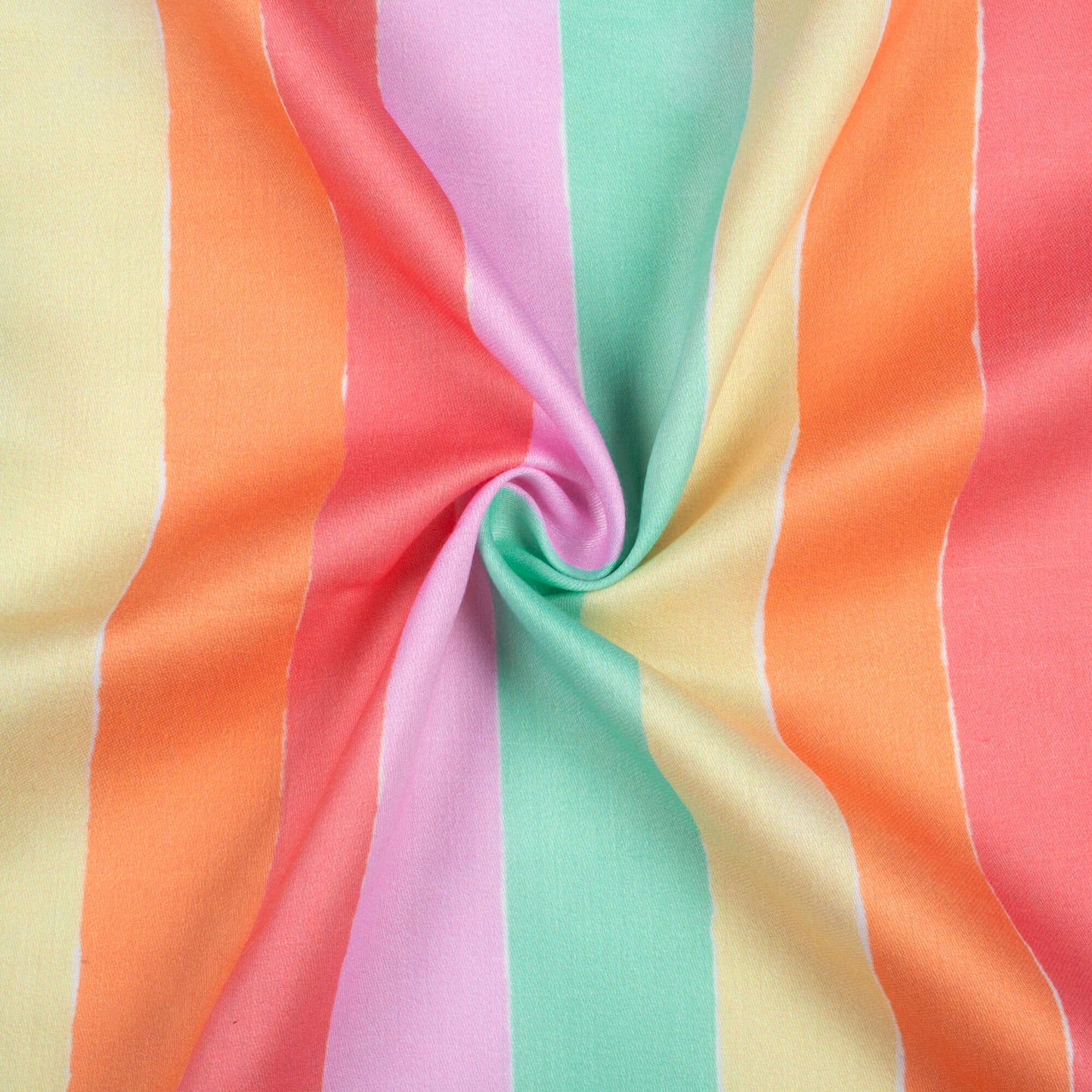 Punch Pink And Orange Stripes Pattern Digital Print Poly Glazed Cotton Fabric