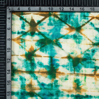 Pine Green And Brown Shiiborii Pattern Digital Print Poly Glazed Cotton Fabric