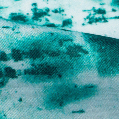 Teal Green And White Abstract Pattern Digital Print Poly Glazed Cotton Fabric