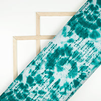 Teal Green And White Abstract Pattern Digital Print Poly Glazed Cotton Fabric