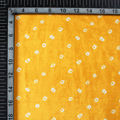 Fire Yellow And White Bandhanii Pattern Digital Print Premium Velvet Fabric