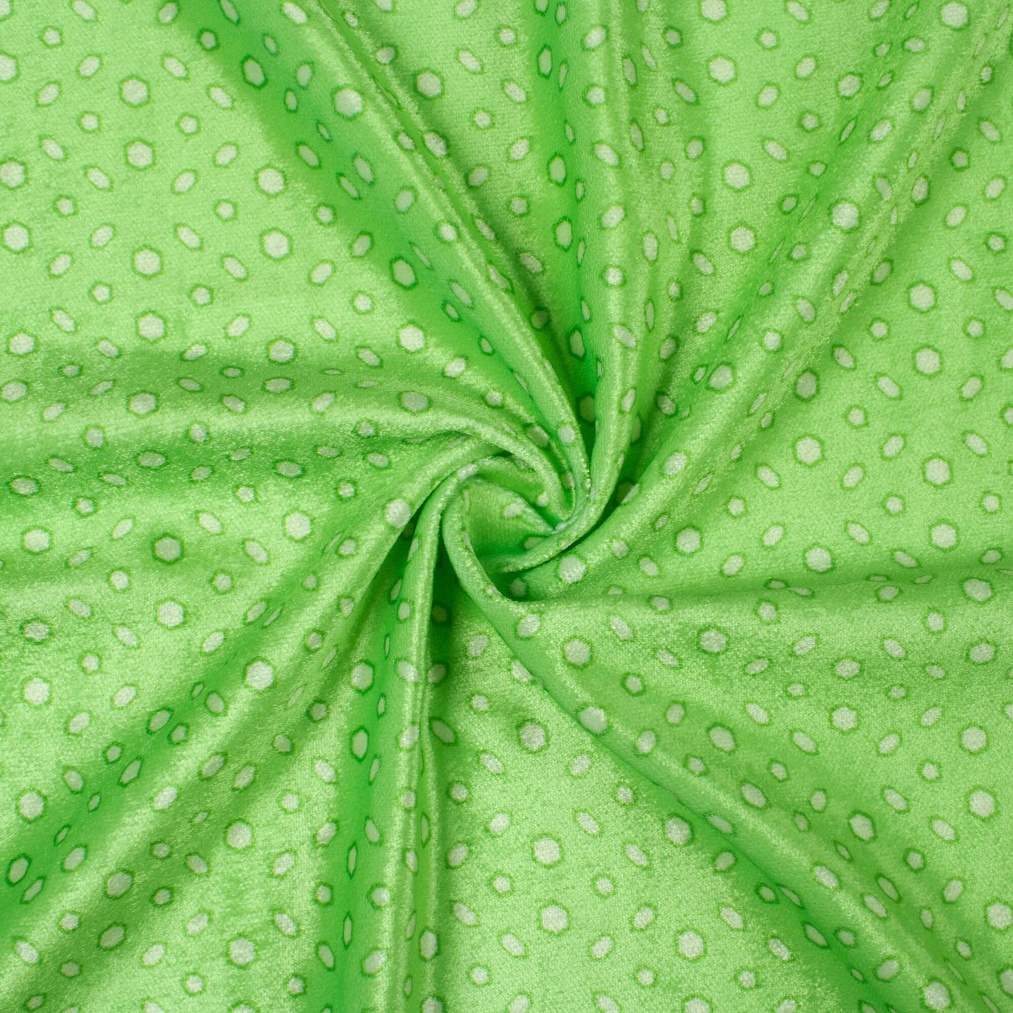 Parrot Green Geometric Pattern Digital Print Premium Velvet Fabric