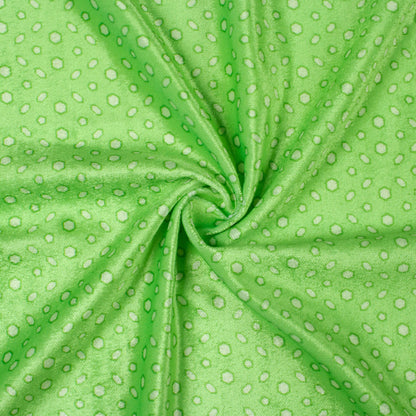 Parrot Green Geometric Pattern Digital Print Premium Velvet Fabric
