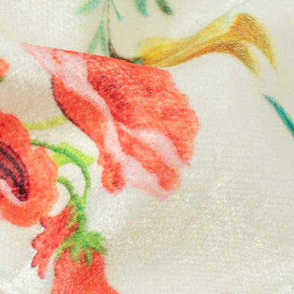 Cersie Pink And White Floral Pattern Digital Print Premium Velvet Fabric