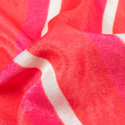 Cersie Pink And White Chevron Pattern Digital Print Premium Velvet Fabric