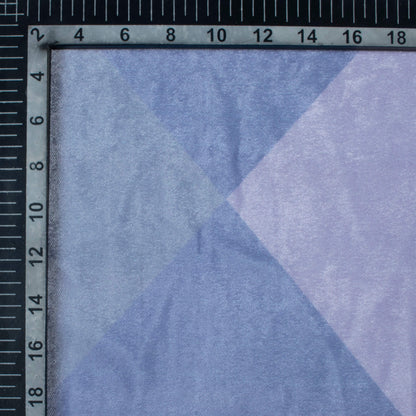 Heather Purple And Off White Geometric Pattern Digital Print Premium Velvet Fabric