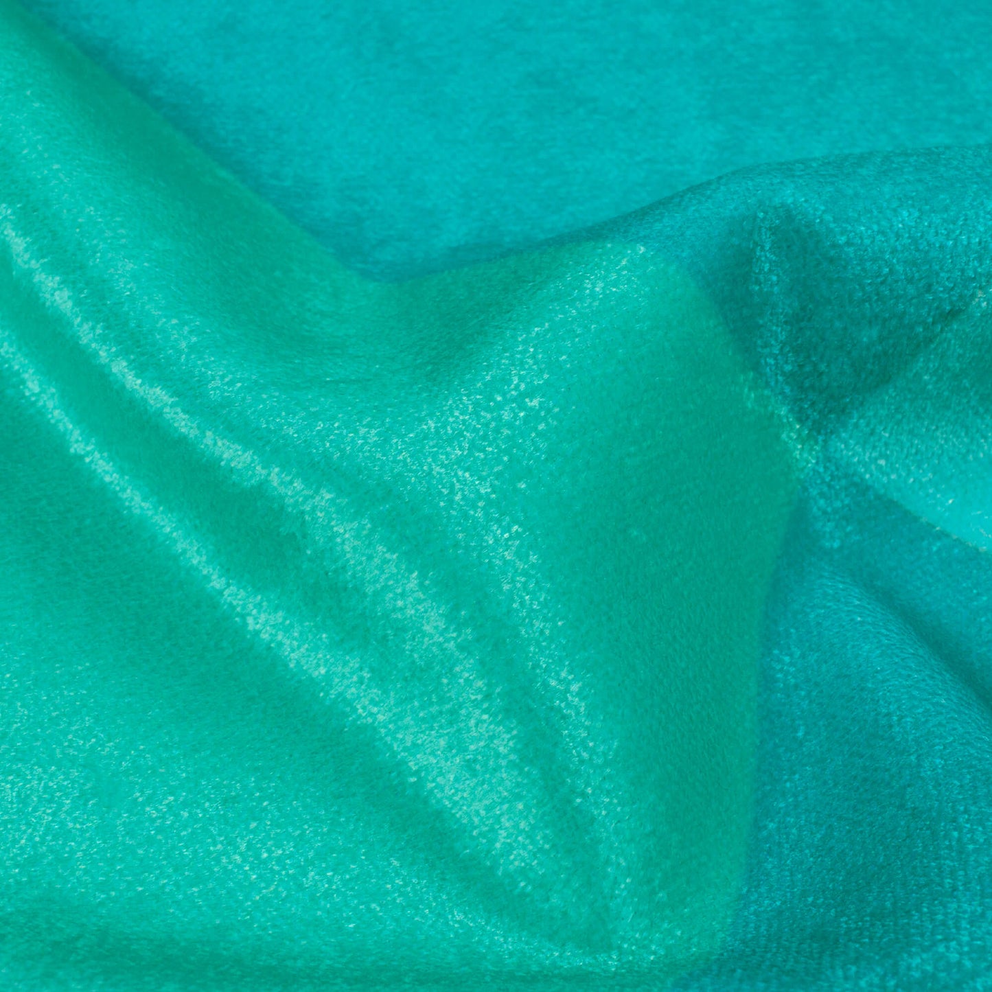 Teal Blue And Pale Green Geometric Pattern Digital Print Premium Velvet Fabric