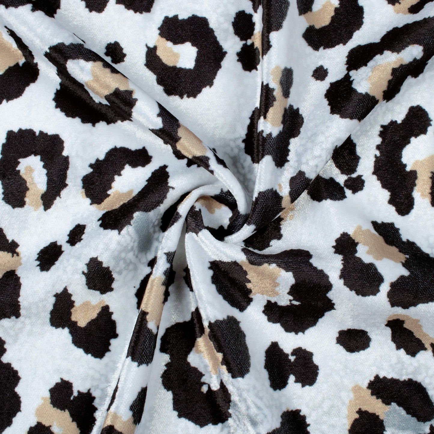 White And Black Animal Pattern Digital Print Premium Velvet Fabric