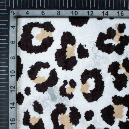 White And Black Animal Pattern Digital Print Premium Velvet Fabric