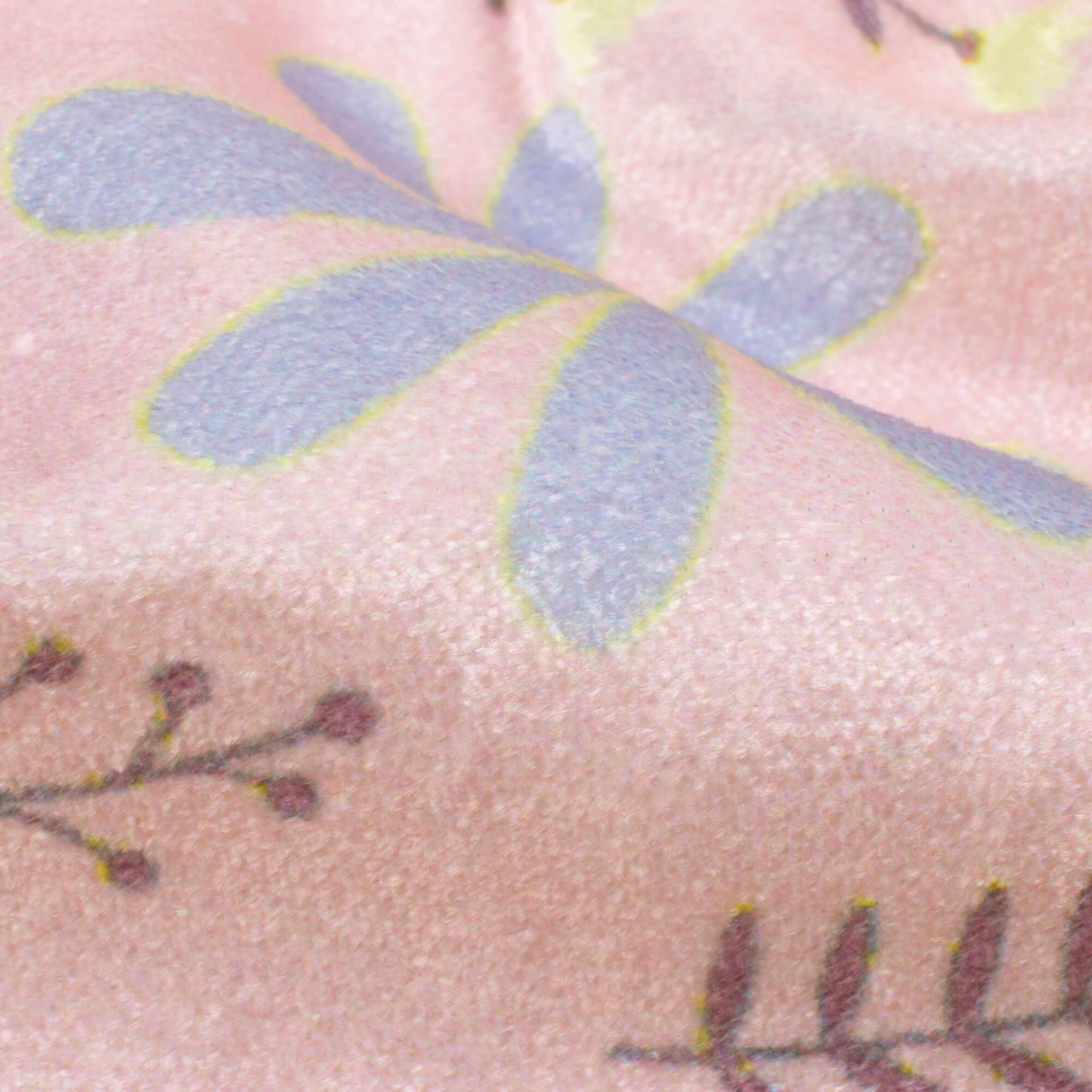 Baby Pink And Lemon Yellow Floral Pattern Digital Print Premium Velvet Fabric