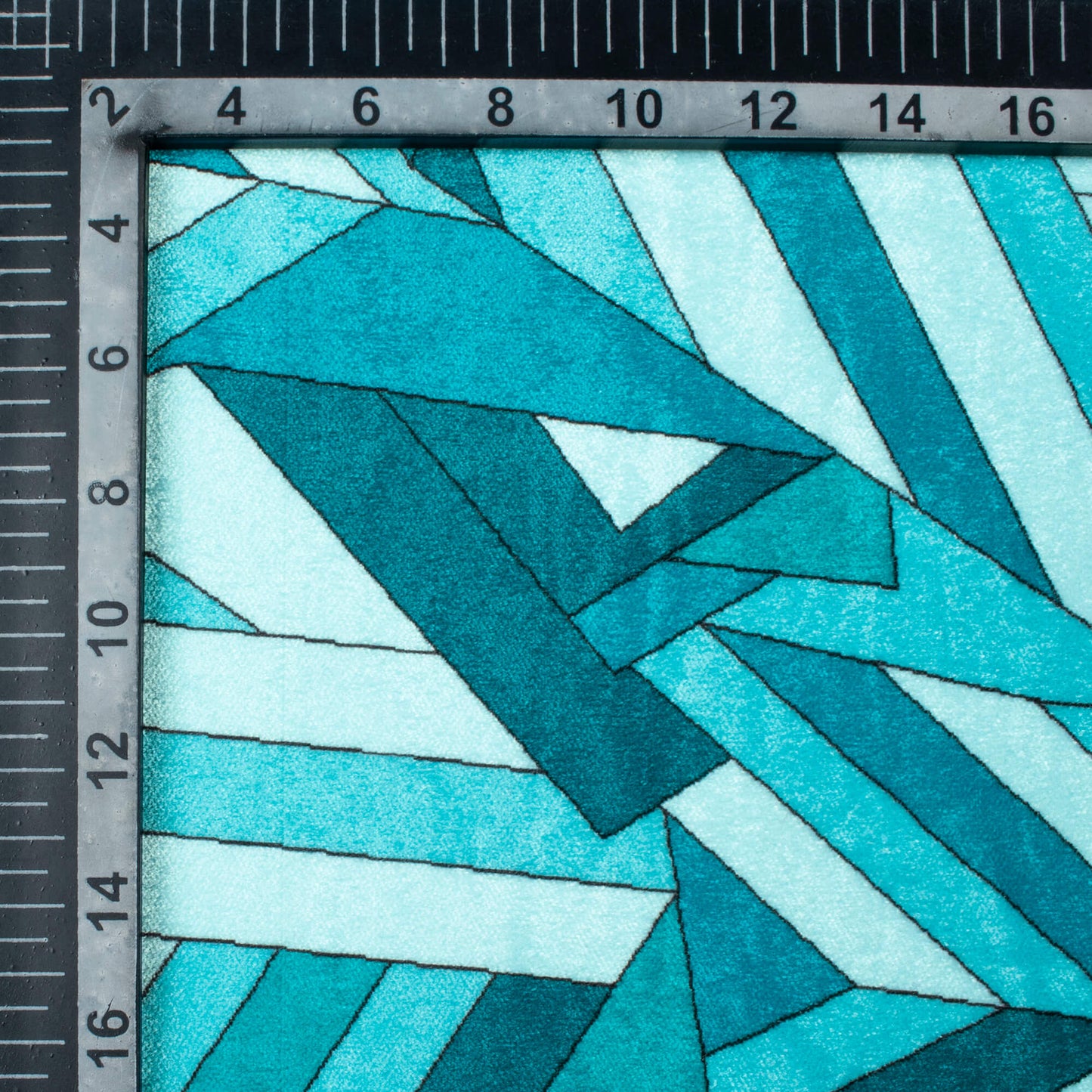 Sea Green And Blue Abstract Pattern Digital Print Premium Velvet Fabric