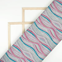 Canon Pink And Blue Abstract Pattern Digital Print Premium Velvet Fabric