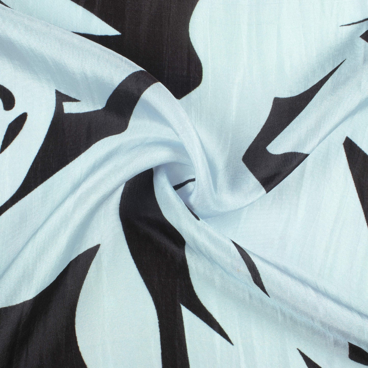 Pale Blue And Black Abstract Pattern Digital Print Viscose Uppada Silk Fabric