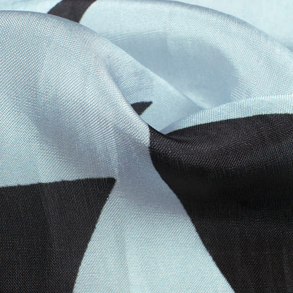 Pale Blue And Black Abstract Pattern Digital Print Viscose Uppada Silk Fabric