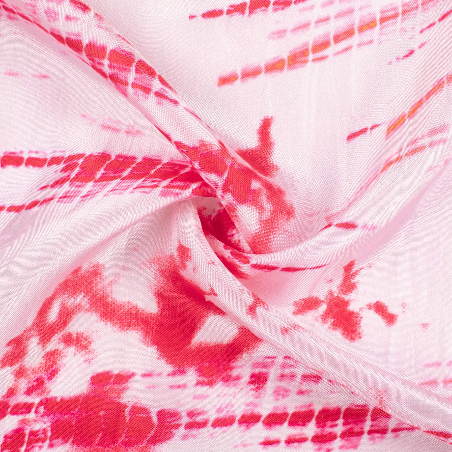 Pale Pink And Dark Red Shibori Pattern Digital Print Viscose Uppada Silk Fabric