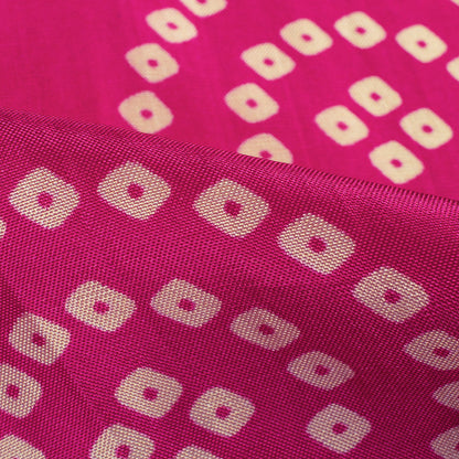 Magenta Pink And Cream Bandhanii Pattern Digital Print Viscose Uppada Silk Fabric
