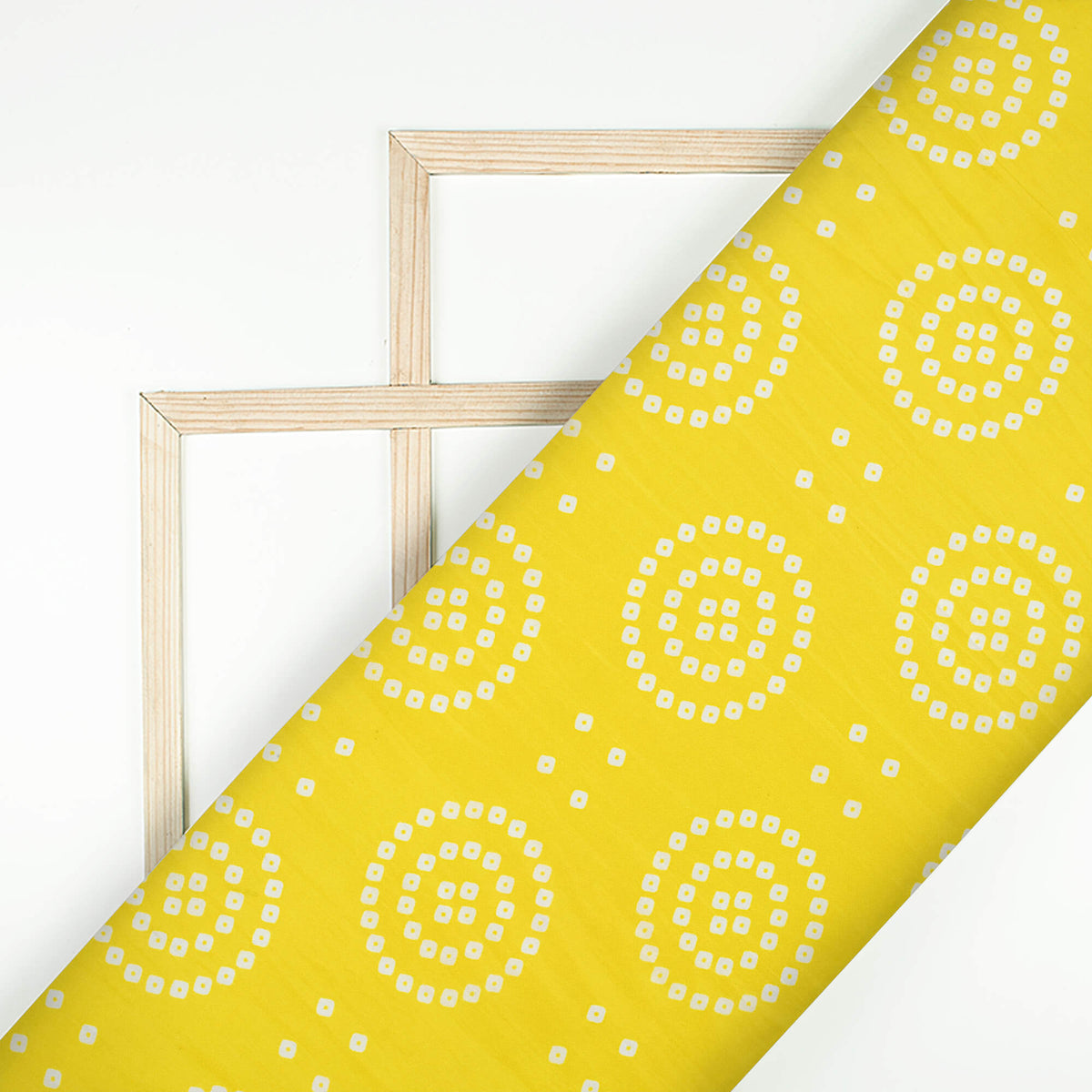 Bumblebee Yellow And White  Bandhanii Pattern Digital Print Viscose Uppada Silk Fabric