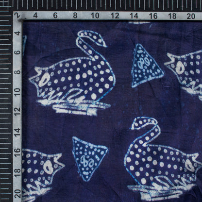 Navy Blue And White Quirky Pattern Digital Print Viscose Uppada Silk Fabric