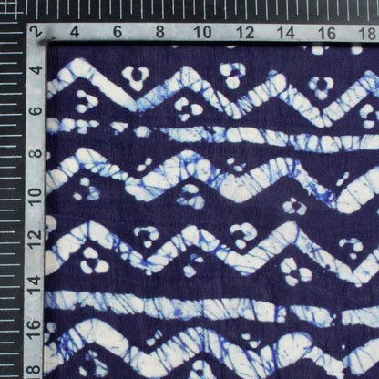 Navy Blue And White Chevron Pattern Digital Print Viscose Uppada Silk Fabric
