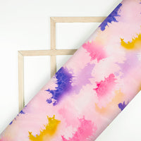 Taffy Pink And Grape Purple Tye And Dye Pattern Digital Print Viscose Uppada Silk Fabric