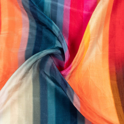 Multi-Color Abstract Pattern Digital Print Viscose Uppada Silk Fabric