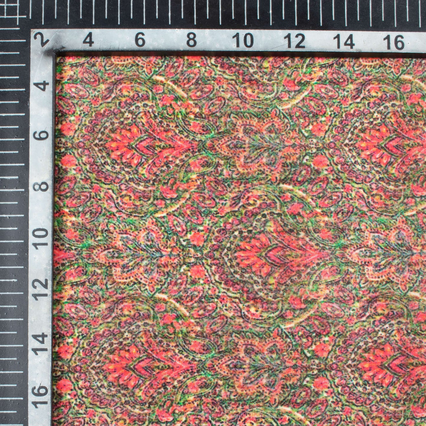 Sea Green And Salmon Pink Ethnic Pattern Digital Print Viscose Uppada Silk Fabric
