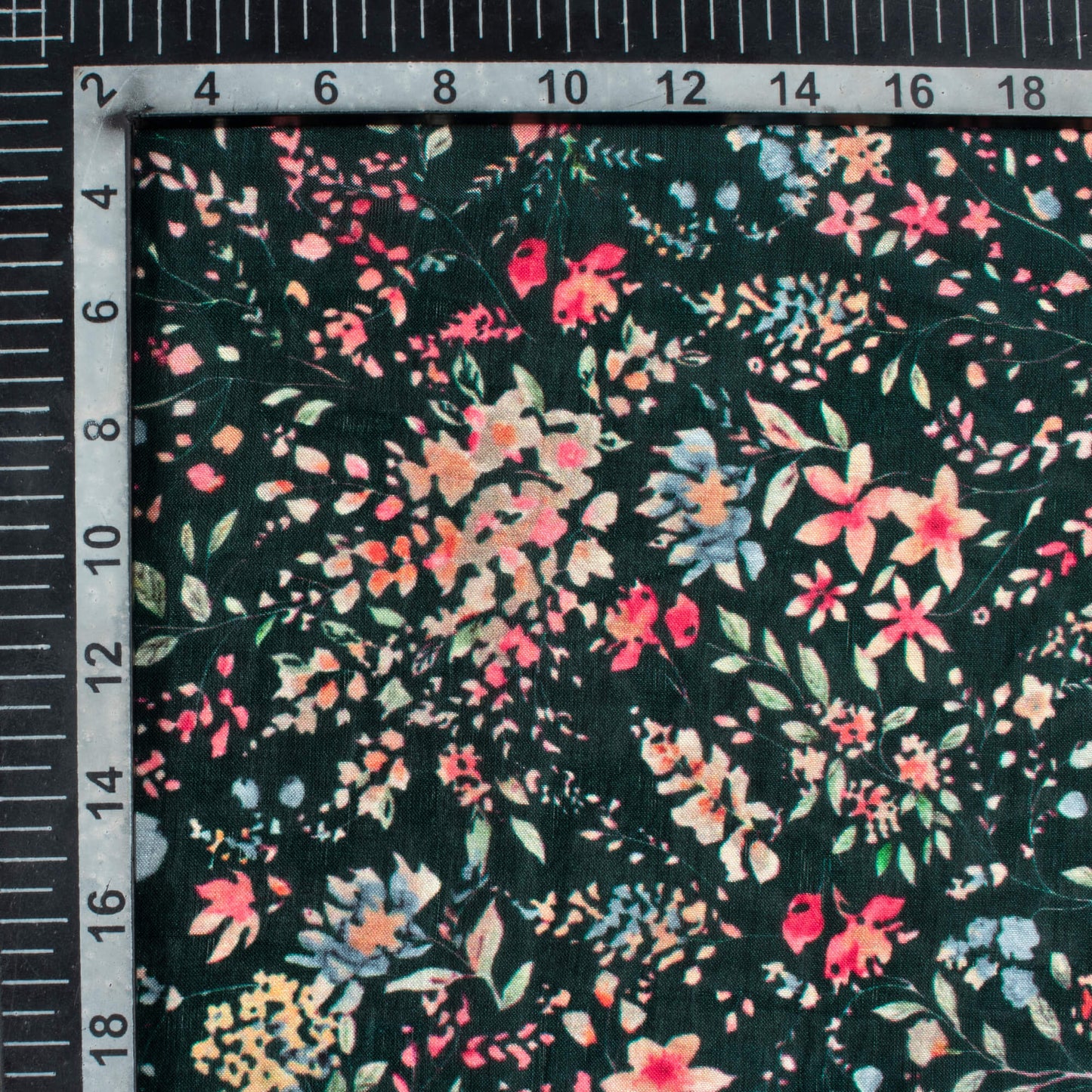 Sacramento Green And Pink Floral Pattern Digital Print Viscose Uppada Silk Fabric