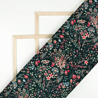 Sacramento Green And Pink Floral Pattern Digital Print Viscose Uppada Silk Fabric