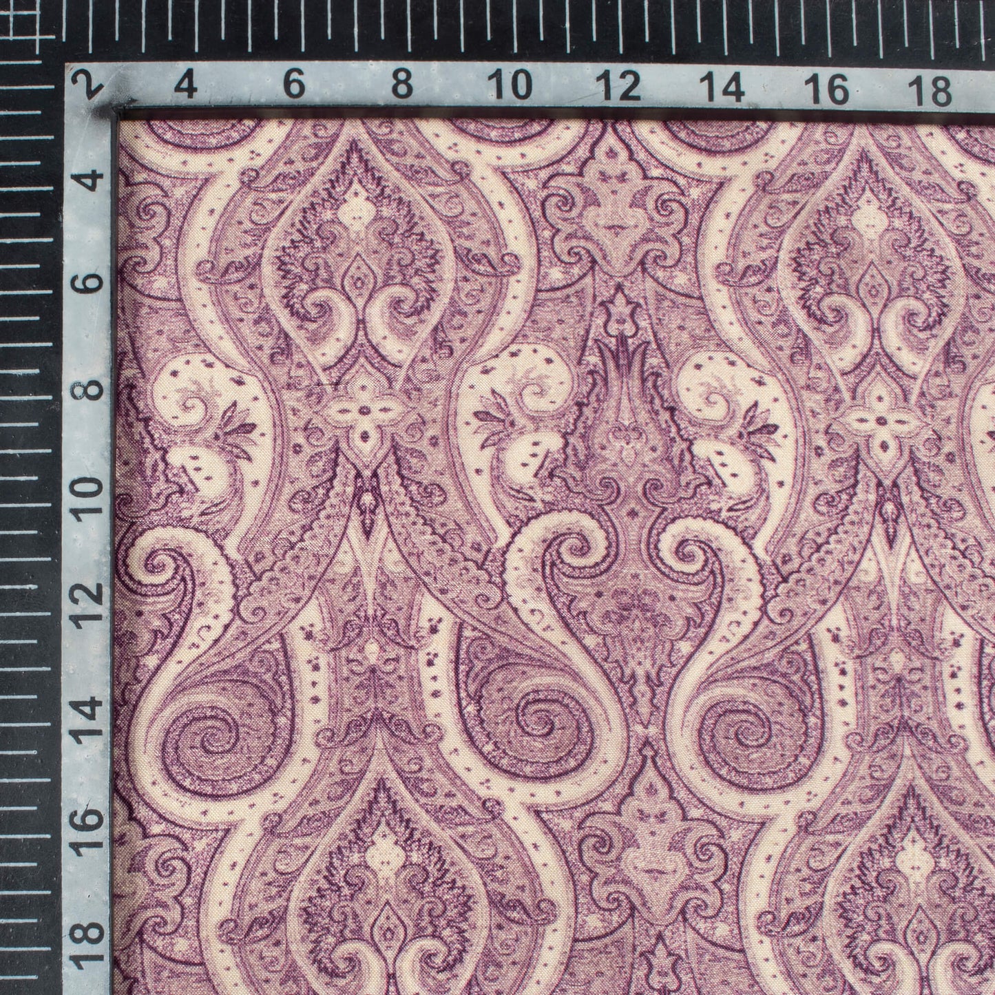 Dusty Purple And Smoke White Ethnic Pattern Digital Print Viscose Uppada Silk Fabric