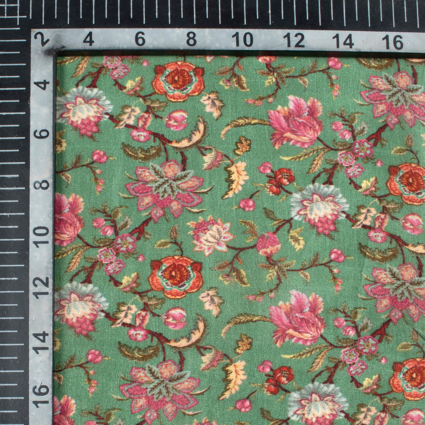 Fun Green And Grape Purpe Floral Pattern Digital Print Viscose Uppada Silk Fabric