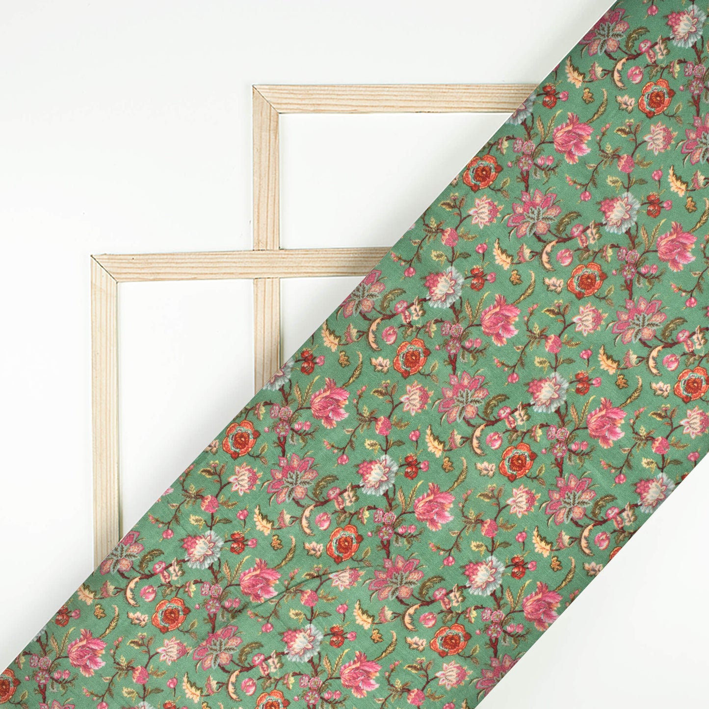 Fun Green And Grape Purpe Floral Pattern Digital Print Viscose Uppada Silk Fabric