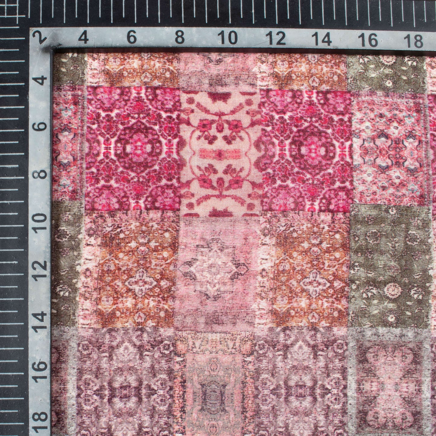 Pastel Brown And Sangria Purple Traditional Pattern Digital Print Viscose Uppada Silk Fabric