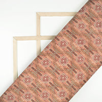 Coral Peach And Maroon Traditional Pattern Digital Print Viscose Uppada Silk Fabric