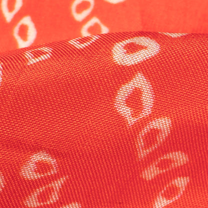 Burnt Orange And White Bandhanii Pattern Digital Print Viscose Uppada Silk Fabric