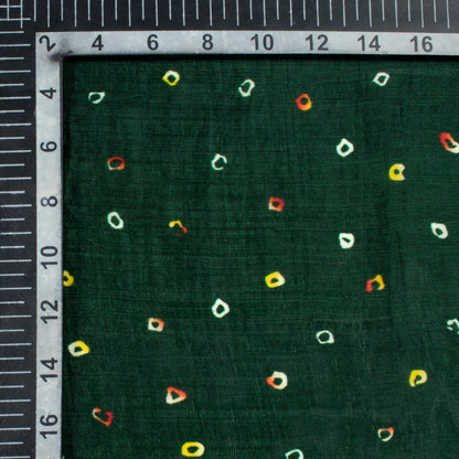 Forest Green And Corn Yellow Bandhanii Pattern Digital Print Viscose Uppada Silk Fabric