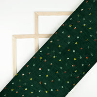 Forest Green And Corn Yellow Bandhanii Pattern Digital Print Viscose Uppada Silk Fabric