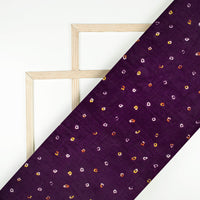 Dark Purple And Corn Yellow Bandhanii Pattern Digital Print Viscose Uppada Silk Fabric
