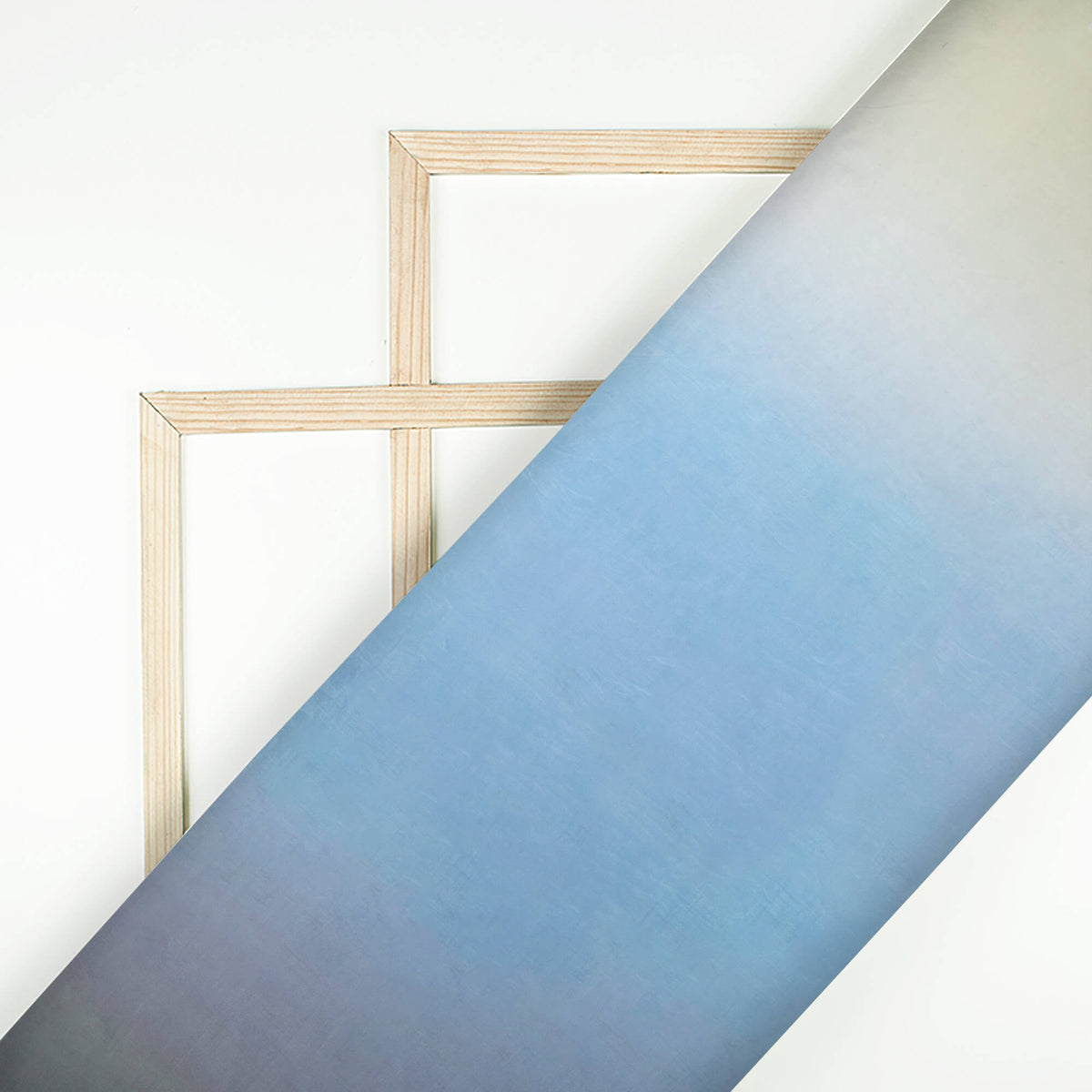 Baby Blue And Rhino Grey Ombre Pattern Digital Print Viscose Uppada Silk Fabric