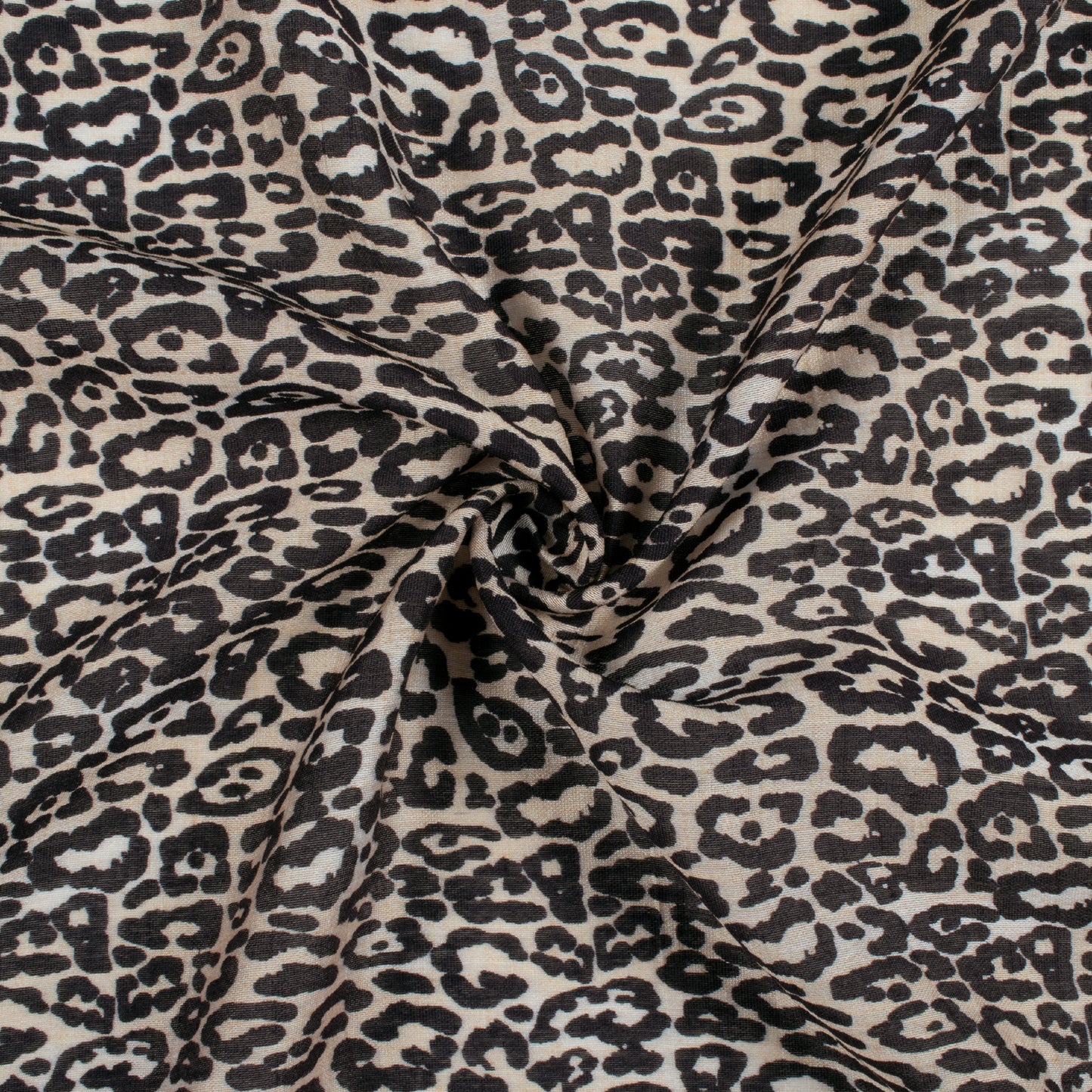 Black And Beige Animal Pattern Digital Print Viscose Chanderi Fabric