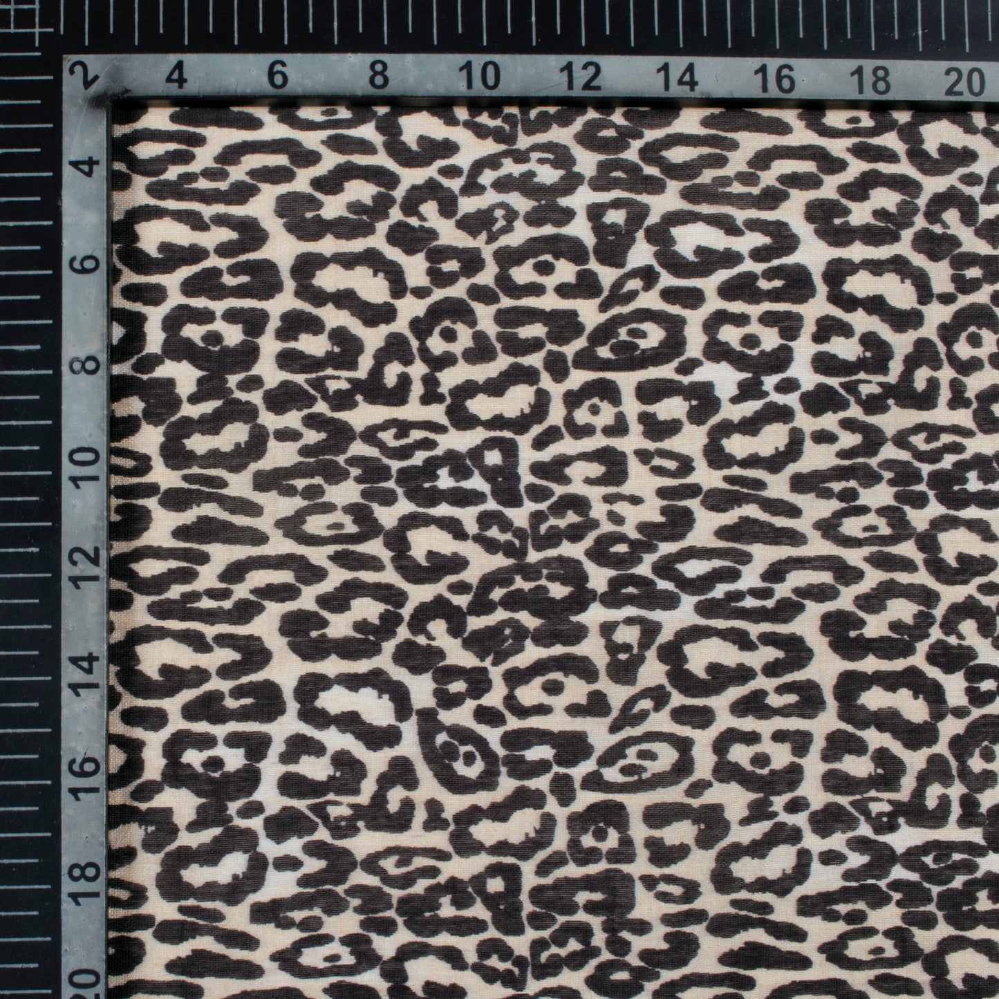 Black And Beige Animal Pattern Digital Print Viscose Chanderi Fabric