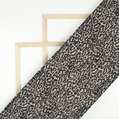 Black And Beige Animal Pattern Digital Print Viscose Chanderi Fabric