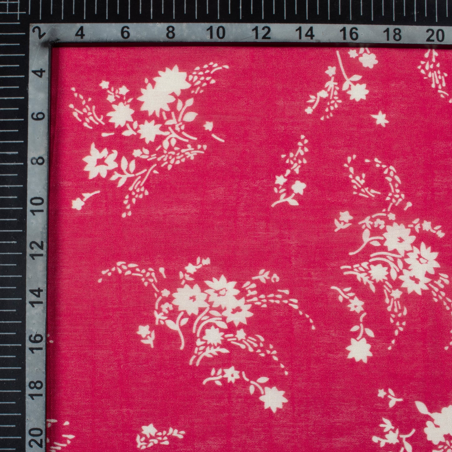 Burgundy Red And Off White Floral Pattern Digital Print Viscose Chanderi Fabric