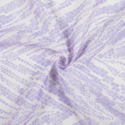 Periwinkle Purple And White Shiiborii Pattern Digital Print Viscose Chanderi Fabric