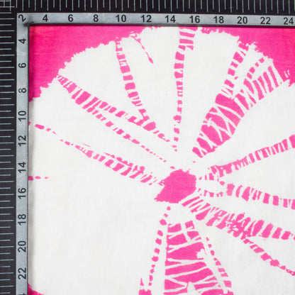 Taffy Pink And Royal Orange Shiiborii Pattern Digital Print Viscose Chanderi Fabric