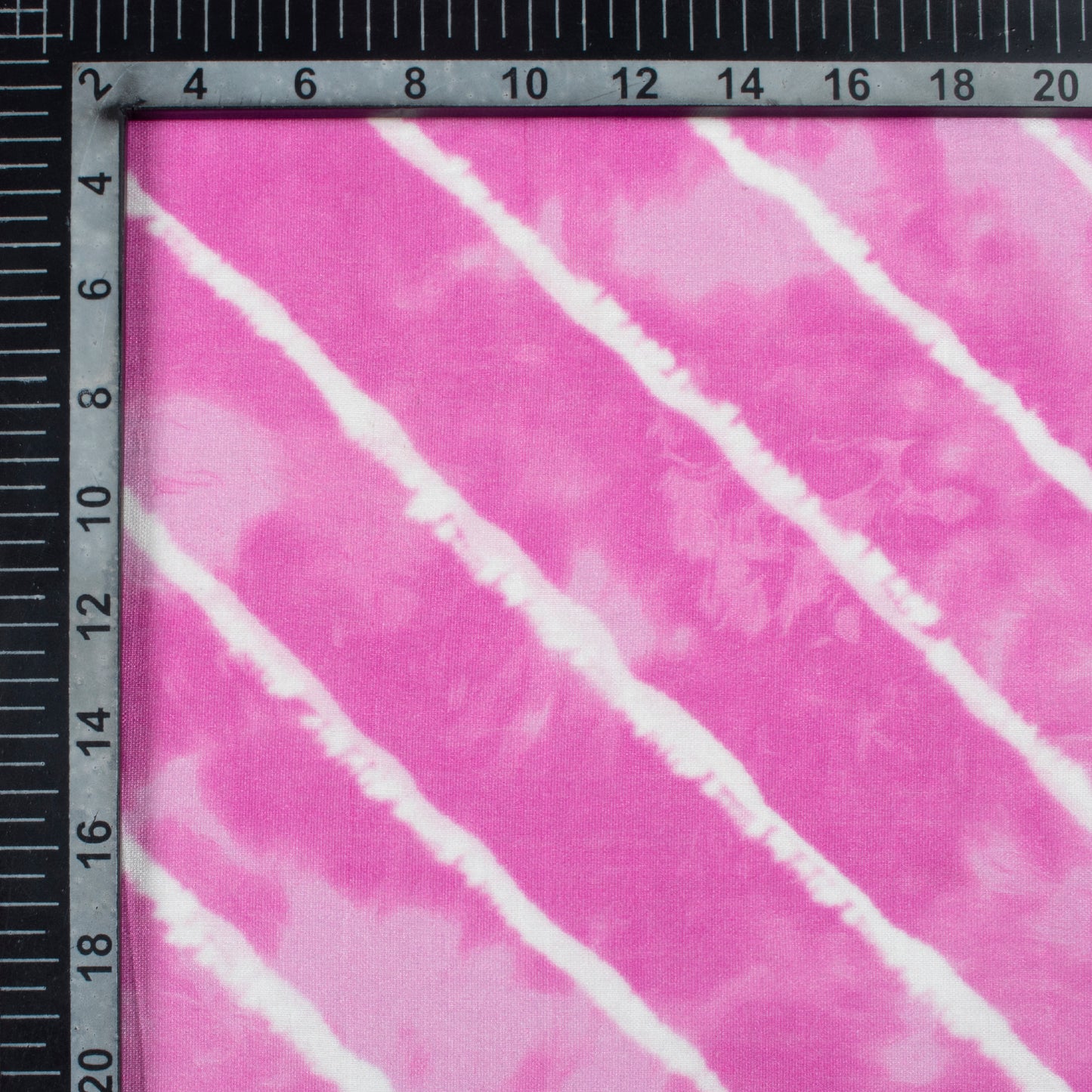Fuchsia Pink And White Leheriya Pattern Digital Print Viscose Chanderi Fabric
