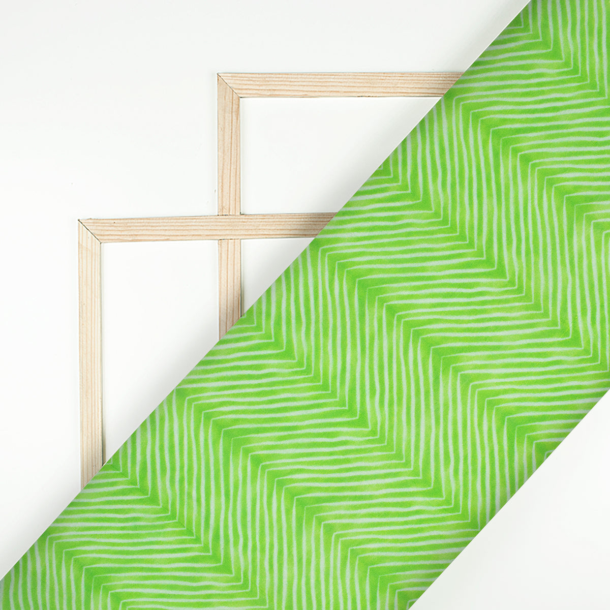 Pear Green And White Leheriya Pattern Digital Print Viscose Chanderi Fabric